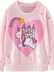 cheap -Kids Unisex Girls&#039; T shirt Long Sleeve Unicorn Animal Pink Children Tops Fall Spring Cute School Daily 3-10 Years / Summer / Cotton