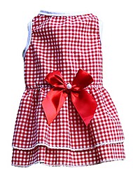 cheap -Puppy Dress Plaid Printing Bow-Knot Decor Apparel Two-Legged Dog Costume Skirt for Summer Pets Dress Accessories - Red L