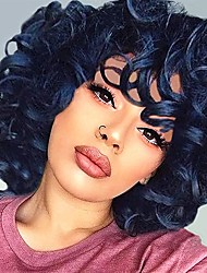 cheap -Women Short Curly Wigs Andromeda Soft Black Curly Curly Wigs With Bangs African Loose Cute Curly Heat Resistant Natural Look Synthetic Wigs for African American Women