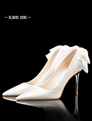 cheap -Women&#039;s Heels Formal Shoes Dress Shoes Stilettos Bowknot Stiletto Heel Pointed Toe Elegant Sweet Party Daily Satin Loafer Spring Summer Solid Colored White