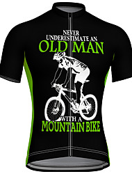 cheap -21Grams® Old Man Men&#039;s Short Sleeve Cycling Jersey Summer Spandex Polyester  Funny Bike Jersey Top Mountain Bike MTB Road Bike Cycling Breathable Quick Dry Reflective Strips Green White Black