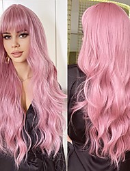 pink wig with bangs