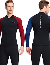 cheap -Men&#039;s Wetsuit Top Wetsuit Jacket 1.5mm SCR Neoprene Top UPF50+ Breathable Quick Dry High Elasticity Long Sleeve Front Zip - Diving Surfing Snorkeling Scuba Patchwork Autumn / Fall Winter Spring