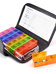 cheap -Color Leather Bag Medicine Box 28 Format Notebook Type 7 Colors Rainbow Wallet Medicine Box
