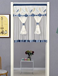 cheap -1 Panel White Semi Sheer Door Curtain Window Decor Flower Embroidered Plain Solid Color For Living Room Bedroom Front
