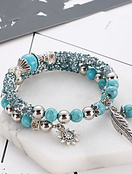 cheap -Women&#039;s Blue Turquoise Bead Bracelet Classic Vertical / Gold bar Boho Alloy Bracelet Jewelry Silver For Gift Daily