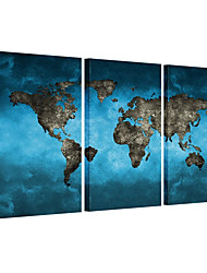 cheap -Blue World Map Extra Large Modern Gallery Wrapped Contemporary Giclee Canvas Print Pictures Photo Paintings on Canvas Wall Art Work Ready to Hang for Living Room Decor