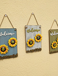cheap -Pastoral Style Wood Panel Painting Decoration Iron Art Sunflower Combination Hanging Painting Living Room Bar Wall Hanging Recorations