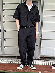 cheap -Men&#039;s Short Sleeve Coverall Military Jumpsuit with Multi Pockets Ripstop Fashion Romper One Piece Casual Pants Wrinkle Resistant Workout