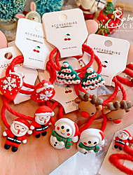cheap -5 Pcs/set Children&#039;s Christmas Hair Tie Cute Little Braid Girls Hair Rope Snowman Baby Hair Accessories BB Clip Pair