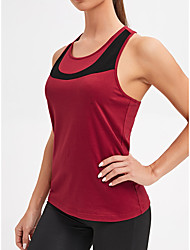 cheap -Women&#039;s Crew Neck Yoga Top Tank Top Summer Open Back Patchwork Solid Color Red / black Yoga Fitness Gym Workout Tank Top Top Sleeveless Sport Activewear Breathable Quick Dry Comfortable High