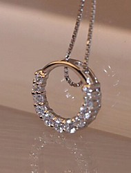 cheap -Pendant Necklace Women&#039;s Round Cut AAA Cubic Zirconia White Moon Donuts Personalized Artistic Cute Silver 45 cm Necklace Jewelry 1pc for Wedding Gift Daily Work Festival