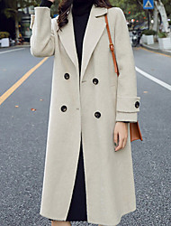 cheap -Women&#039;s Coat Daily Long Coat Regular Fit Jacket Long Sleeve Solid Colored Blue Black Beige