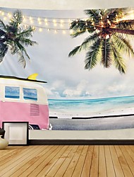cheap -Wall Tapestry Art Deco Blanket Curtain Picnic Table Cloth Hanging Home Bedroom Living Room Dormitory Decoration Polyester Fiber Beach Series Blue Sky Coconut Tree White Cloud Pink Car