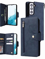 cheap -Phone Case For Samsung Galaxy Full Body Case S22 Ultra Plus S21 FE S20 A72 A52 A42 Note 10 Note 10 Plus A21s Note 20 Galaxy A22 5G Galaxy A22 4G Galaxy Note9 Wallet Card Holder Zipper Solid Colored