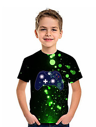 cheap -Kids Boys T shirt Short Sleeve 3D Print Game Green Children Tops Spring Summer Active Fashion Daily Daily Indoor Outdoor Regular Fit 3-12 Years