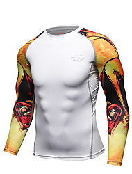 cheap -Men&#039;s Long Sleeve Compression Shirt Running Base Layer Top Athletic Athleisure Spandex Breathable Moisture Wicking Soft Running Active Training Walking Jogging Exercise Sportswear Green White Purple