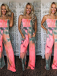 cheap -Women&#039;s Jumpsuit Tube Top Splice Print Tie Dye Daily Round Neck Sleeveless Light Summer Pink