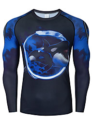 cheap -Men&#039;s Long Sleeve Compression Shirt Running Base Layer Top Athletic Athleisure Spandex Breathable Moisture Wicking Soft Running Active Training Walking Jogging Exercise Sportswear Black / Blue Black