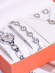 cheap -6pcs/Set Fashion Laides Women Quartz Watches Stylish Diamond Gift Watch Heart Ring Necklace Bracelet Earrings