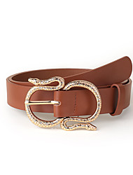 cheap -Women&#039;s PU Buckle Belt PU Leather Metal Bucke Geometric Engraved Serpent Snake Casual Classic Party Gift Brown
