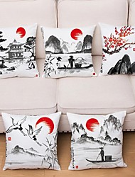 cheap -Chinese Style Double Side Cushion Cover 1PC Soft Decorative Square Throw Pillow Cover Cushion Case Pillowcase for Bedroom Livingroom Superior Quality Machine Washable Indoor Cushion for Sofa Couch Bed Chair