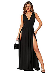 cheap -Women&#039;s Maxi long Dress Black Sleeveless Fall Spring V Neck Party Stylish Sexy Party 2022 S M L XL