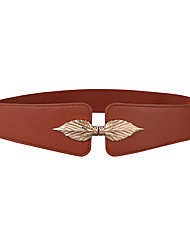 cheap -Women&#039;s Wide Belt Corset Belt PU Leather Metal Bucke Embossed Formal Cowboy Party Wedding Brown