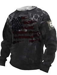 cheap -Men&#039;s Sweatshirt Pullover Graphic American Flag Print Sports &amp; Outdoor Casual Daily 3D Print Basic Casual Western Aztec Hoodies Sweatshirts  Black