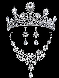 cheap -Women&#039;s Bridal Jewelry Sets Crown Stylish Sweet Earrings Jewelry Silver For Wedding Festival Three-piece Suit