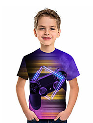 cheap -Kids Boys T shirt Short Sleeve 3D Print Game Purple Children Tops Spring Summer Active Fashion Daily Daily Indoor Outdoor Regular Fit 3-12 Years