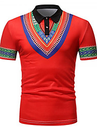 cheap -Men&#039;s Golf Shirt 3D Print Argyle Turndown Casual Daily Button-Down Short Sleeve Tops Casual Fashion Comfortable Sports Red