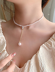 cheap -Pendant Necklace Y Necklace Pearl Necklace Women&#039;s Beads Imitation Pearl Ball Love Simple Natural Fashion Modern Korean Wedding White 38 cm Necklace Jewelry 1pc for Wedding Engagement Prom