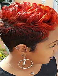 cheap -Short Red to Black Curly Wig Pixie Cut Synthetic Wig for Women