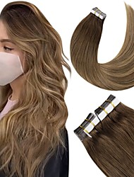 cheap -Tape in Hair Extensions Human Hair Balayage Light Brown to Caramel Brown with Blonde 12-22inch Real Human Hair Extensions Tape ins Silky Straight Skin Weft 20pcs 50g