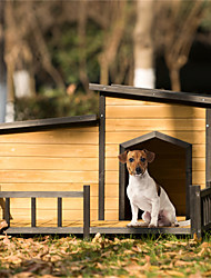 cheap -47.2 Dog House Wooden Outdoor with Door Windows Pet Log Cabin Kennel Weather Resistant Waterproof with Removable Roof Home Pet Furniture for Small Medium Large Animals