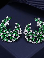 cheap -Women&#039;s Multicolor AAA Cubic Zirconia Stud Earrings Hoop Earrings Earrings Coin Forever Personalized Stylish Elegant Trendy Cute Silver Plated Earrings Jewelry Green / White / Blue For Gift Daily