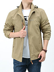 cheap -Men&#039;s Jacket Going out Work Fall Spring Regular Coat Stand Collar Regular Fit Windproof UV Resistant Warm Breathable Elegant Military Style Jacket Long Sleeve Plain Stylish Black Army Green Khaki