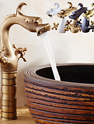 cheap -Bathroom Sink Faucet - Classic Antique Brass Centerset Two Handles One HoleBath Taps
