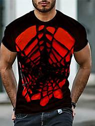 cheap -Men&#039;s T shirt Tee 3D Print Graphic Spider web Crew Neck Casual Daily Print Short Sleeve Tops Fashion Classic Designer Big and Tall Black / Red / Summer