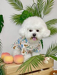 cheap -Dog Cat Shirt Ins Style Korean Blue Bear Shirt Autumn Fresh Pocket Dog Cat Shirt Pet Home Clothes