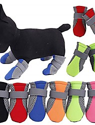 cheap -4Pcs Pet Dog Shoes Non-Slip Soft Breathable Mesh Adjustable Straps Boots Protective Dog Boots Pet Warm Supplies Black