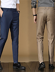 cheap -Men&#039;s Formal Fashion Dress Pants Chinos Trousers Pocket Ankle-Length Pants Business Casual Micro-elastic Solid Color Breathable Outdoor Mid Waist Blue Black Grey Khaki Light Grey 31 32 33 34 36