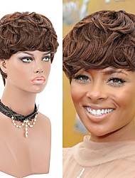 cheap -Human Hair Short Wigs Pixie Cut Wigs for Black Women Brazilian Short Wavy Wigs with Bangs