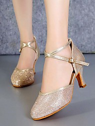cheap -Women&#039;s Modern Shoes Ballroom Shoes Training Outdoor Practice Solid Color High Heel Champagne Silver Buckle Ankle Strap
