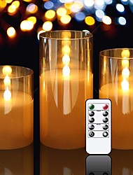 cheap -Flickering Flameless Candles Lights Remote Control Battery Operated Candles Imitation Glass Candles with Remote Acrylic Cycling Timer 24 Hours Pack of 3D3x H456LED Candles Large Pillar Candles