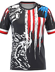 cheap -21Grams® Men&#039;s Short Sleeve Downhill Jersey American / USA Bike Top Mountain Bike MTB Road Bike Cycling Black Spandex Polyester Breathable Quick Dry Moisture Wicking Sports Clothing Apparel