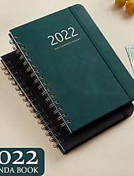 cheap -2022 Spiral Twin-Wire Binding Daily Weekly Monthly Planner A5 5.8×8.3 Inch Classic PU Hardcover Elastic Closure Agenda Strap Design Planner 160 Pages for School Office Business