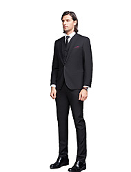 cheap -Black Gray Royal Blue Men&#039;s Wedding Suits 3 pcs Solid Colored Standard Fit Single Breasted One-button 2022