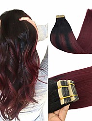 cheap -Human Hair Tape in Extensions Natural Dip Dyed Burg Seamless PU Skin Weft 22 Inch Real Remy Hair Extensions Double Side 50g 20pcs